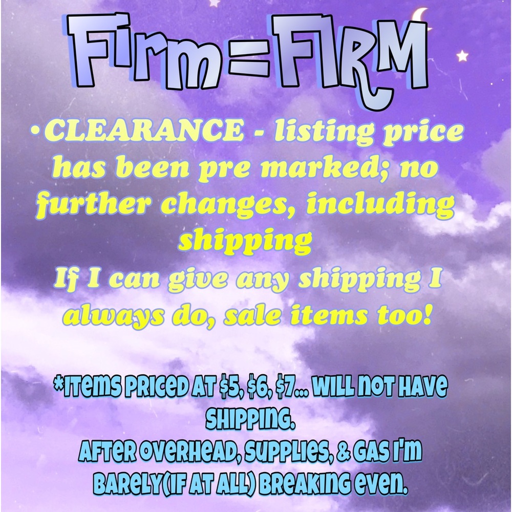 FIRM LISTINGS & CLEARANCE LISTINGS
